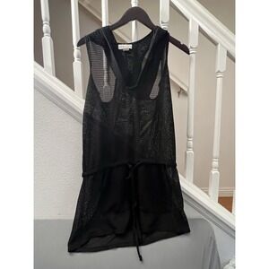 Jordan Taylor Black‎ Mesh Striped Hooded Swim Cover Up Tunic Medium Lightweight